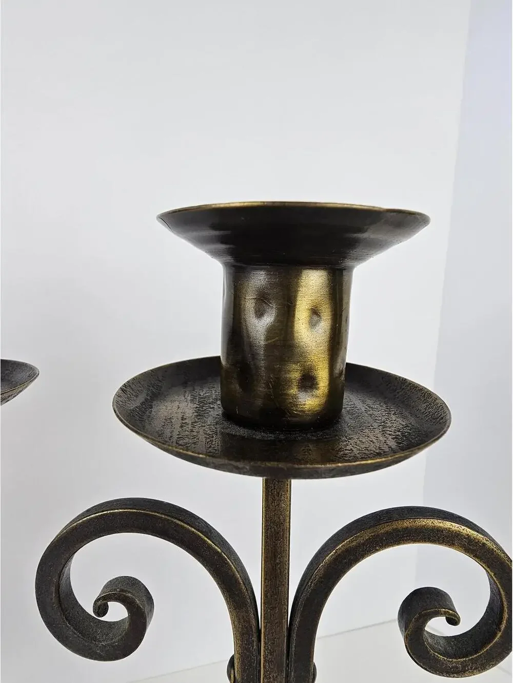 Vtg German Arts & Crafts Iron Candelabra Heart Gothic Jugendstil Candle Holders